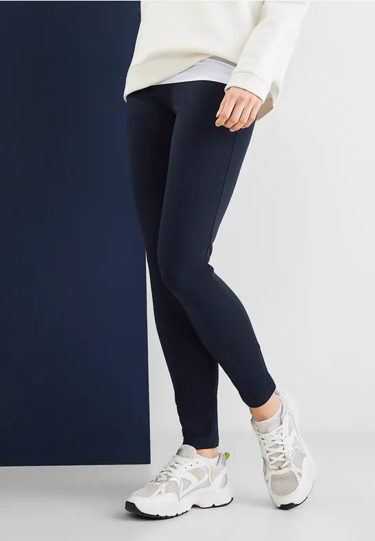 Basic Leggings in Unifarbe deep blue