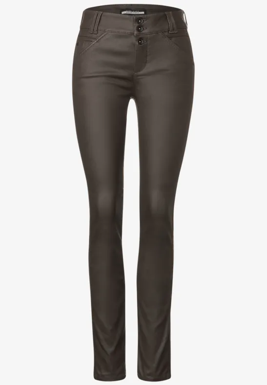 Pantalon coupe slim avec coating falcon brown