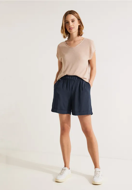 Loose Fit Paperbag Shorts deep blue