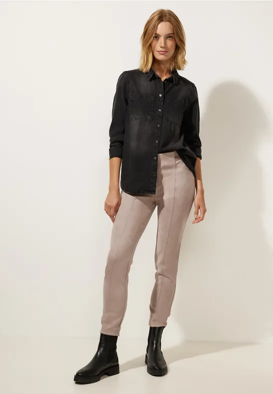 Skinny Hose in Velour Optik faded mocca