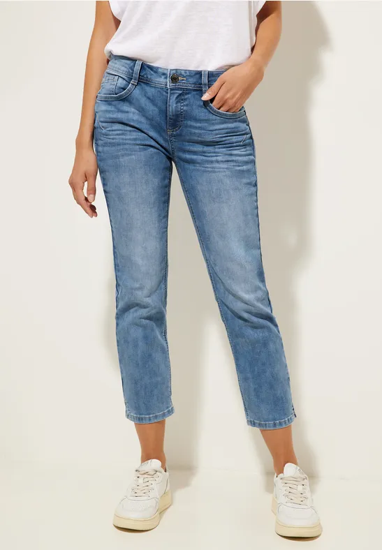 Casual Fit 7/8 Jeans mid indigo random wash