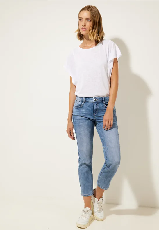 Casual Fit 7/8 Jeans mid indigo random wash