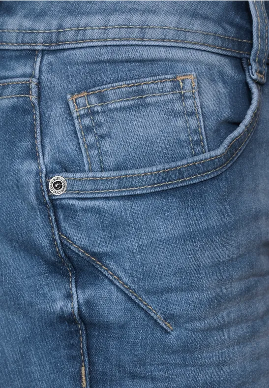 Casual Fit 7/8 Jeans mid indigo random wash