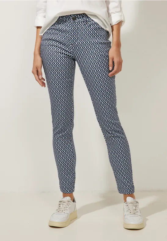 Slim Fit Minimalprint Hose deep blue
