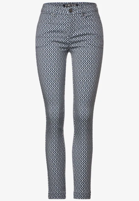 Slim Fit Minimalprint Hose deep blue