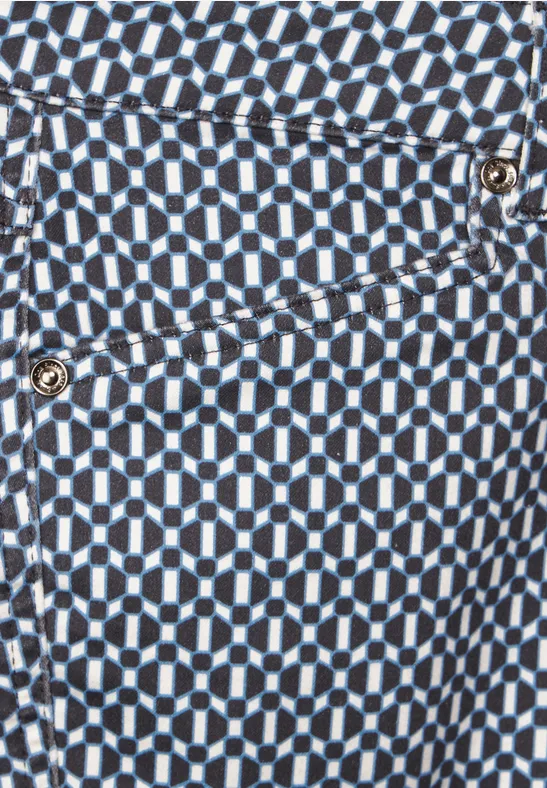 Slim Fit Minimalprint Hose deep blue