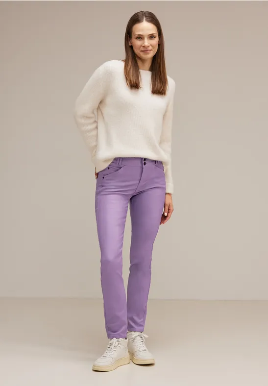 Slim Fit Hose mit Coating dusty lupine lilac