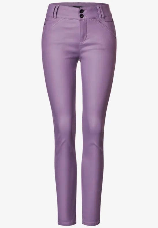 Slim Fit Hose mit Coating dusty lupine lilac
