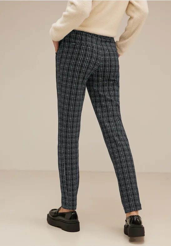 Karierte Loose Fit Hose Black