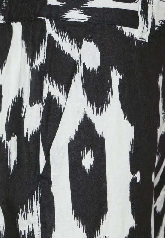 Linnen broek met print Black