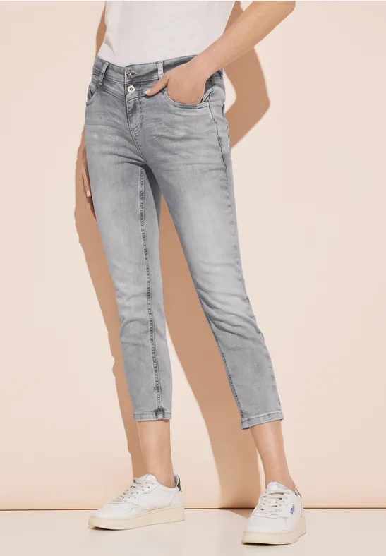 Jean 7/8 light grey soft washed