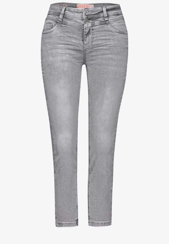 Jean 7/8 light grey soft washed