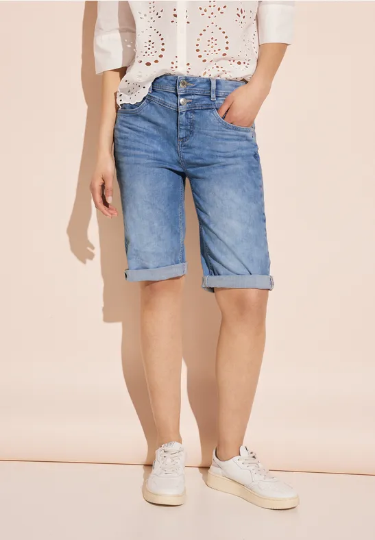 Denim bermudashort light blue random wash