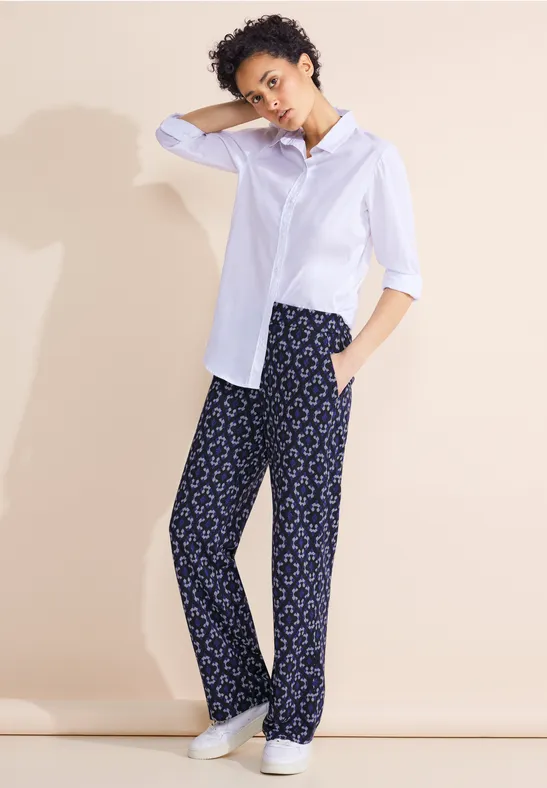 Casual Fit Jacquard Hose deep blue