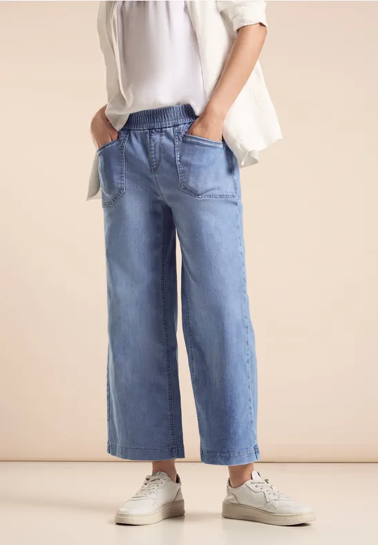 Jeans Culotte light blue soft wash