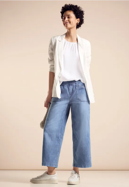 Jeans Culotte light blue soft wash