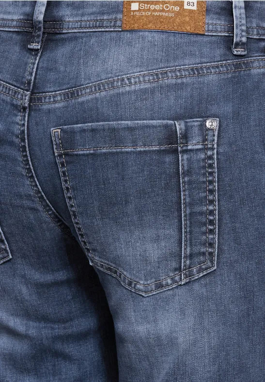 Wide Leg Jeans Medium Blue Soft washed