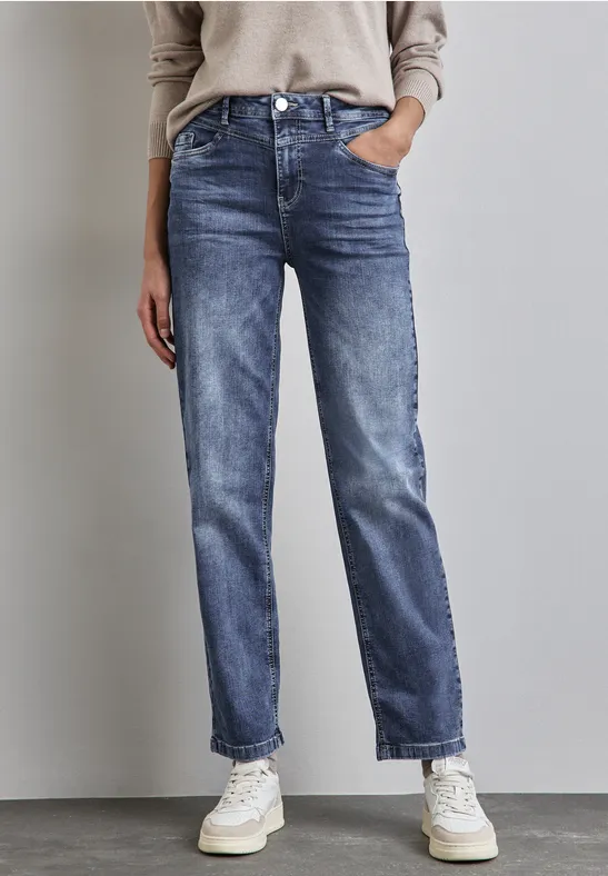 Jeans im Casual Fit mid blue random washed