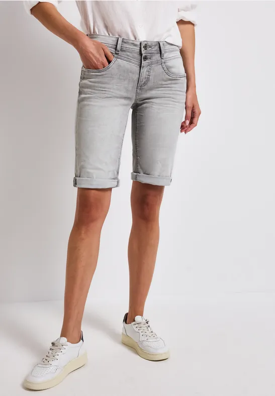 Bermuda Jeans Light Grey Random Washed