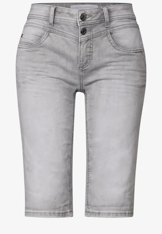 Bermuda Jeans Light Grey Random Washed