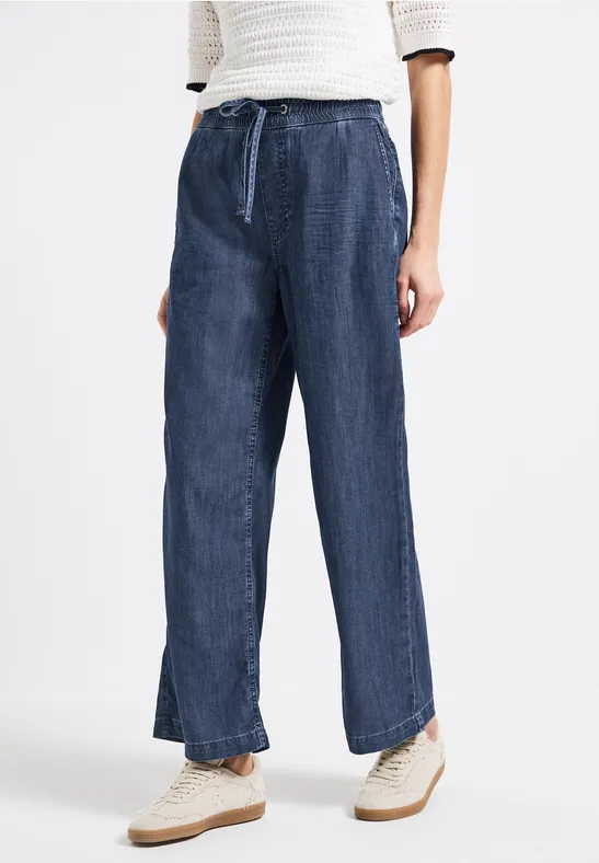 Wide Leg Jeans Dark Blue Clean