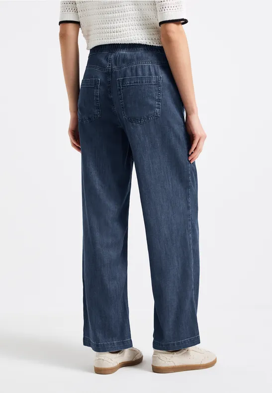 Wide Leg Jeans Dark Blue Clean