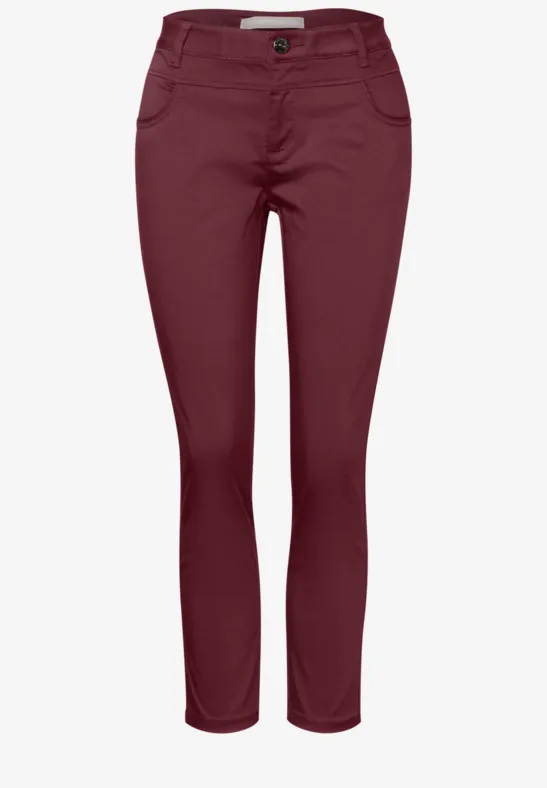 7/8 satijnen broek dark cherry red
