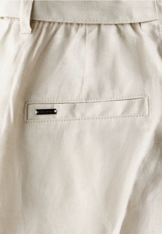 Linnen chino met riem moonstone sand
