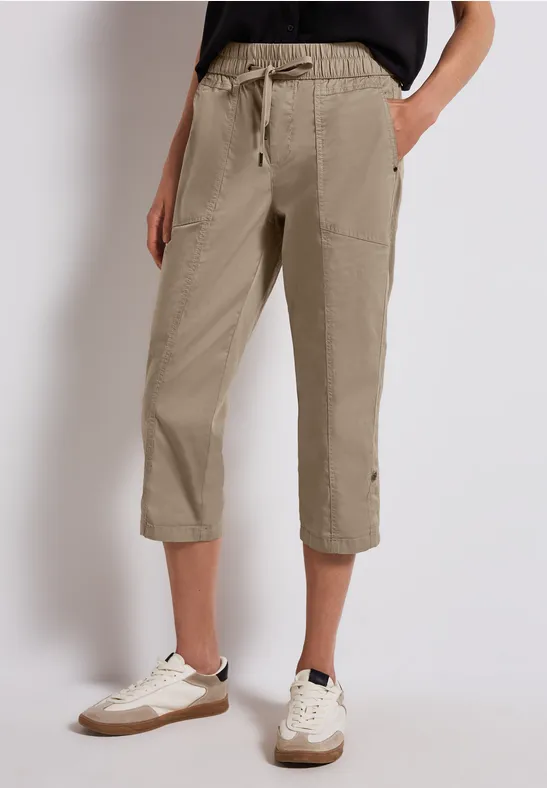 3/4 broek met omslag safari beige