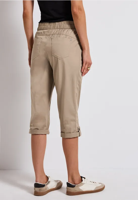 3/4 broek met omslag safari beige