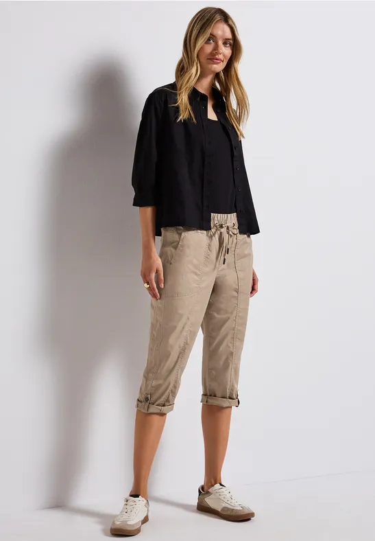 3/4 broek met omslag safari beige