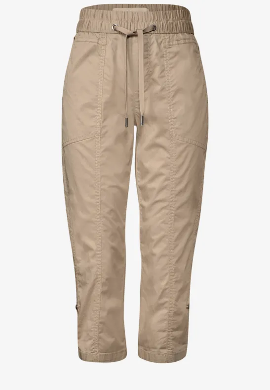 3/4 broek met omslag safari beige