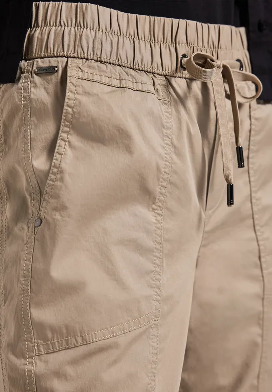 3/4 broek met omslag safari beige