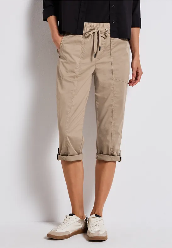 3/4 broek met omslag safari beige