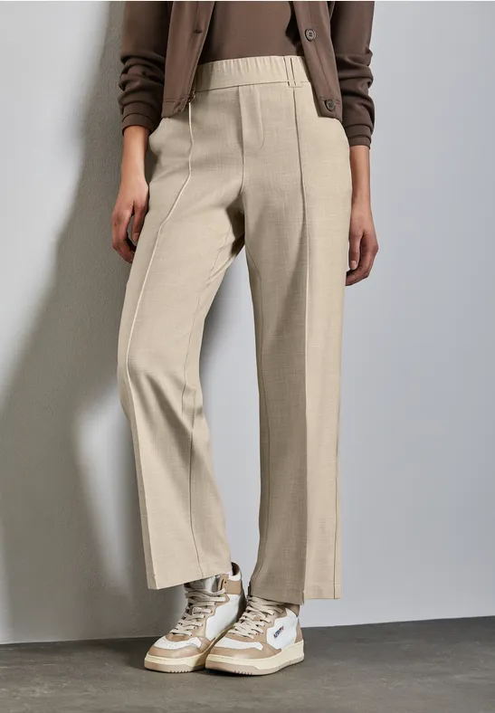 Pantalon droit mélangé sheer beige mel.