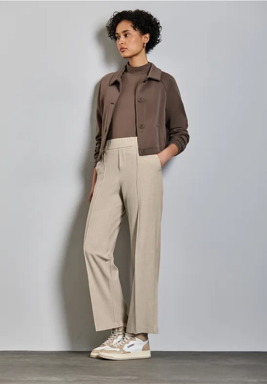 Pantalon droit mélangé sheer beige mel.