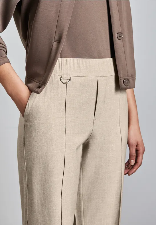 Pantalon droit mélangé sheer beige mel.