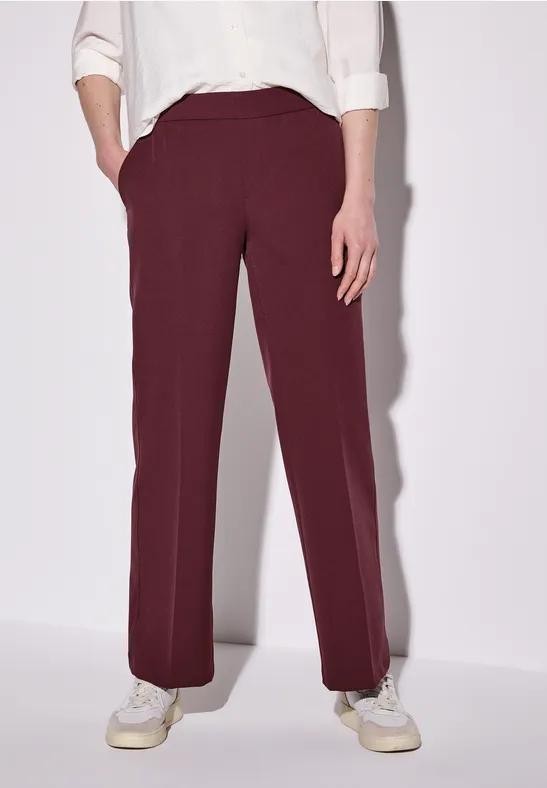 Twill broek met rechte pijpen dark cherry red