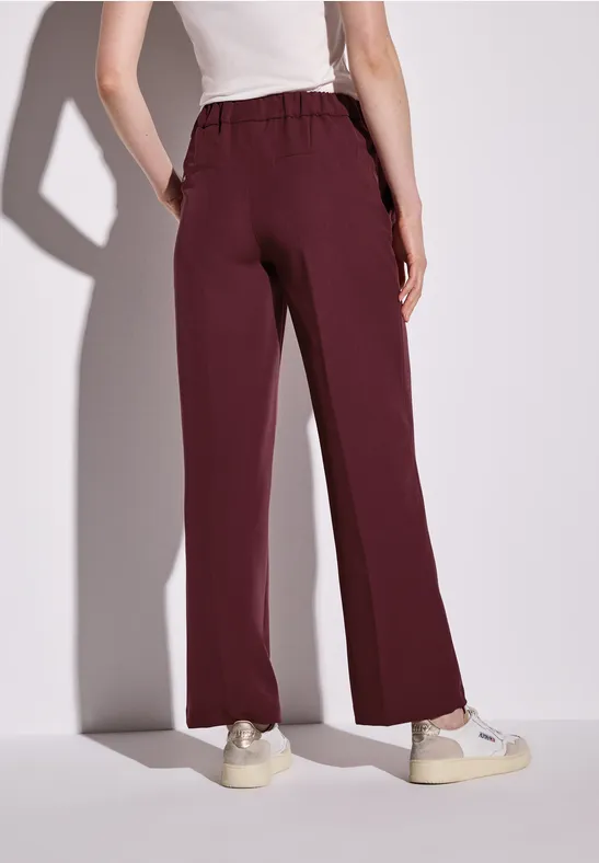 Twill broek met rechte pijpen dark cherry red