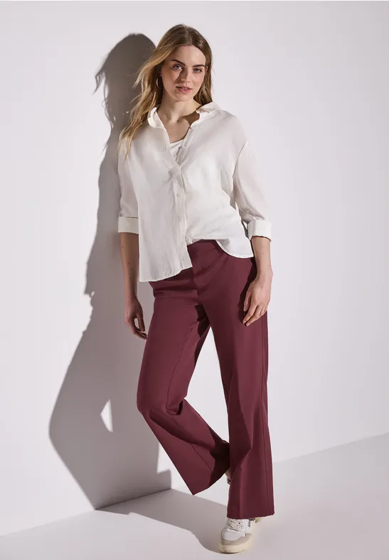 Twill broek met rechte pijpen dark cherry red