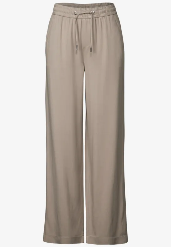 Wide Leg Twill Pantalon safari beige