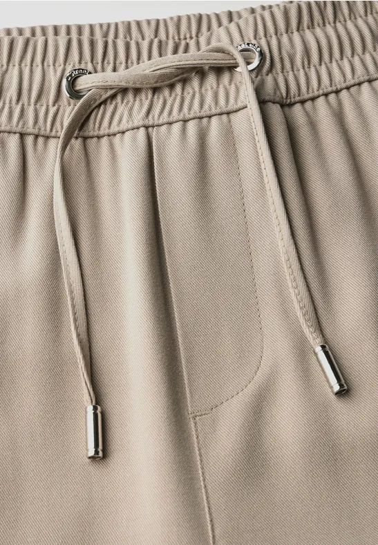 Wide Leg Twill Pantalon safari beige