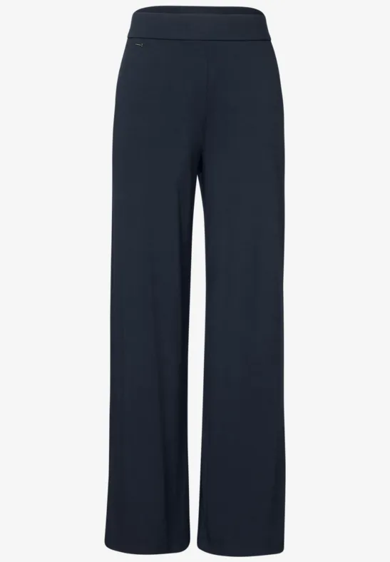 Wide Leg Jersey-Hose deep blue