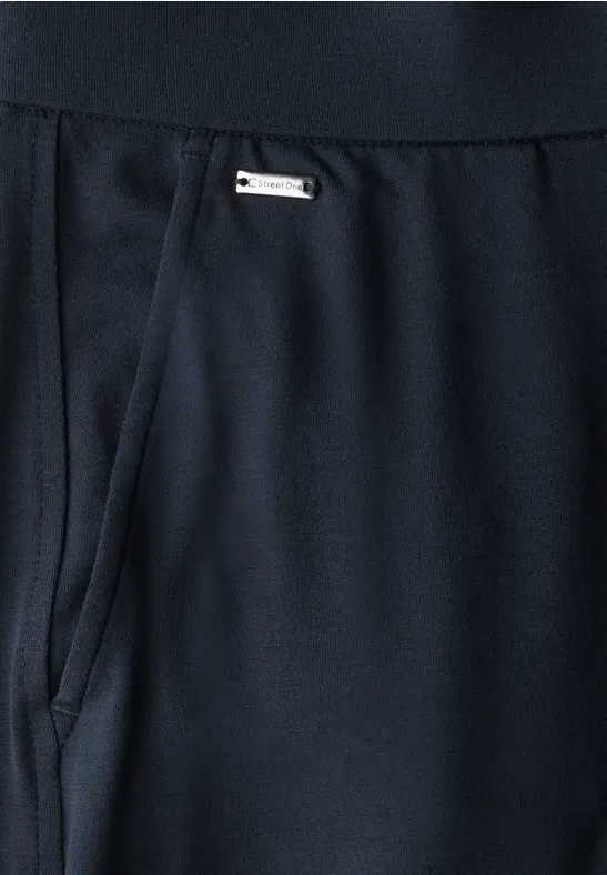 Wide Leg Jersey-Hose deep blue