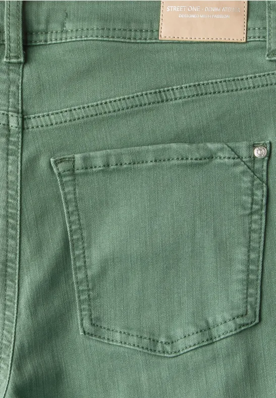 Jeans Straight Legs Peridot Green washed