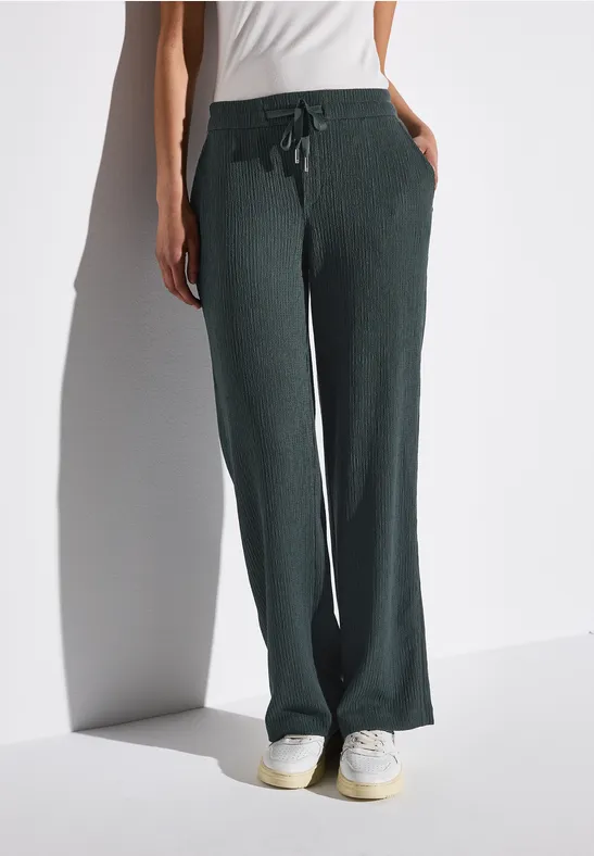 Wide Legs broek met structuur marshy green