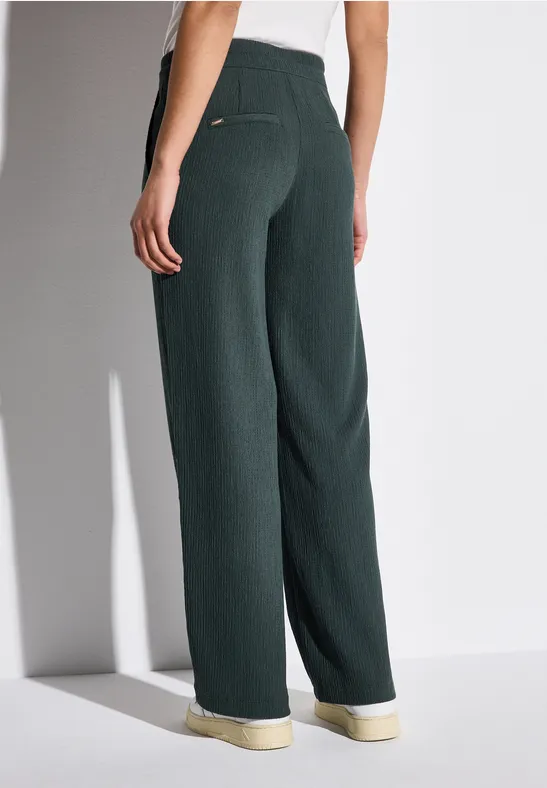 Wide Legs broek met structuur marshy green