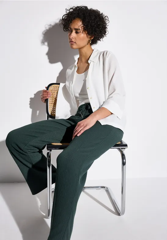 Wide Legs broek met structuur marshy green