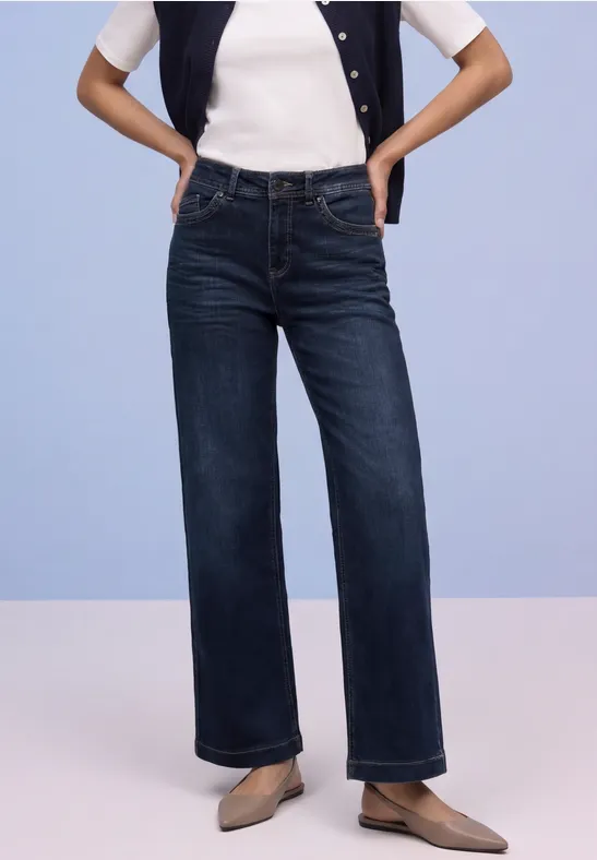 Wide Leg Jeans deep indigo soft washed