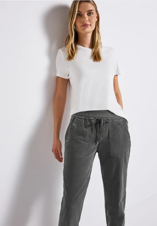 Loose Fit corduroy broek concrete grey